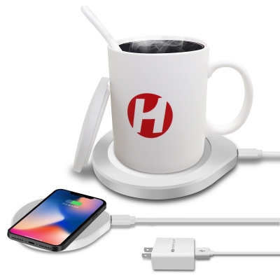 H9 Coffee Mug Warmer & 18W Fast Wireless Charger White 
